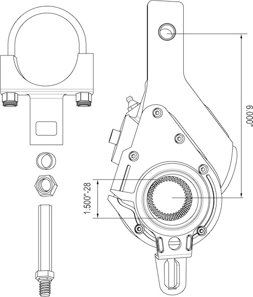 Slack Adjuster, Automatic, 6", Haldex Style