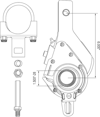 Slack Adjuster, Automatic, 6", Haldex Style