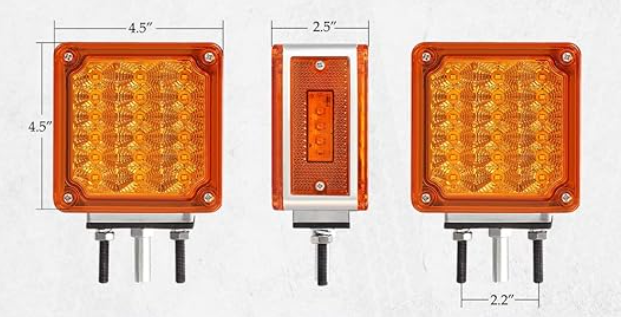 Square Double Face Led Turn Signal Lights Parking Lights Clear Lens - Amber/Amber