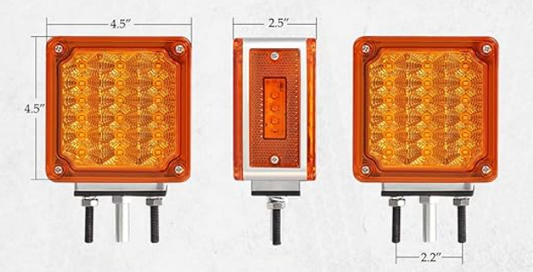 Square Double Face Led Turn Signal Lights Parking Lights Clear Lens - Amber/Amber